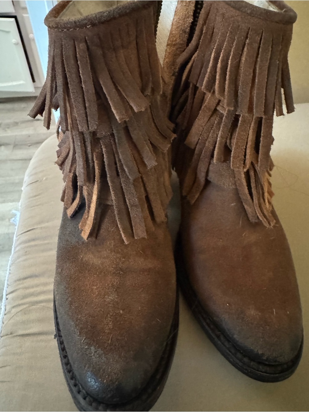 Freebird by Steven Brown Suede Fringe Ankle Boots